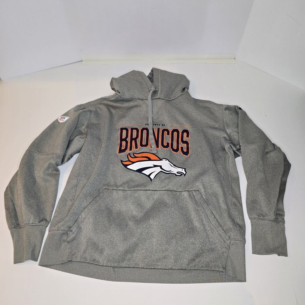 NIKE Dri-Fit Men's Size L Heather Gray DENVER BRONCOS Pullover Sweatshirt Hoodie